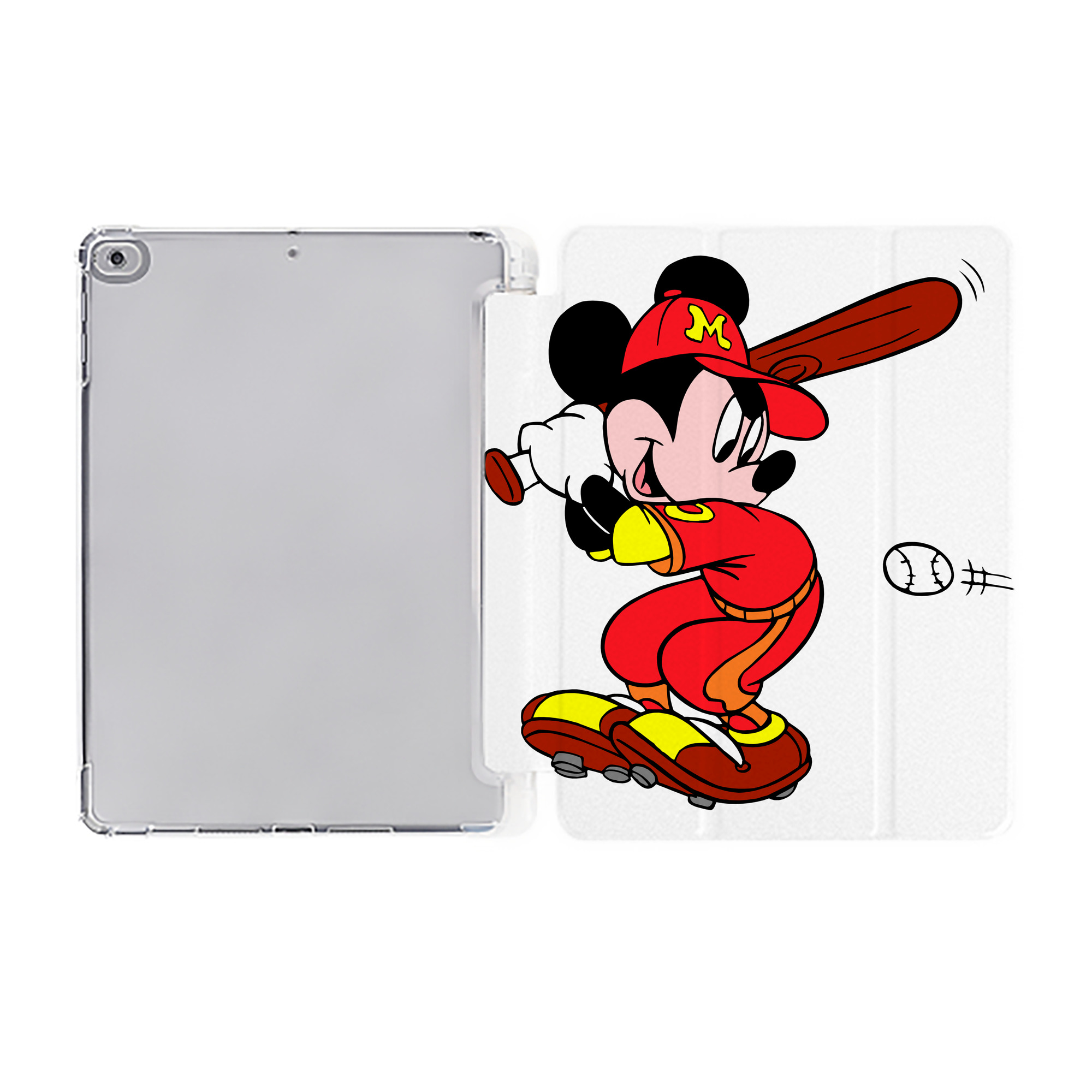 （画像用） ミッキーマウス Mickey Mouse IPad ケース ペン収納付き 三つ折りスタンド PUレザー×シリコン 対応機種9.5/10.5/10.9インチ